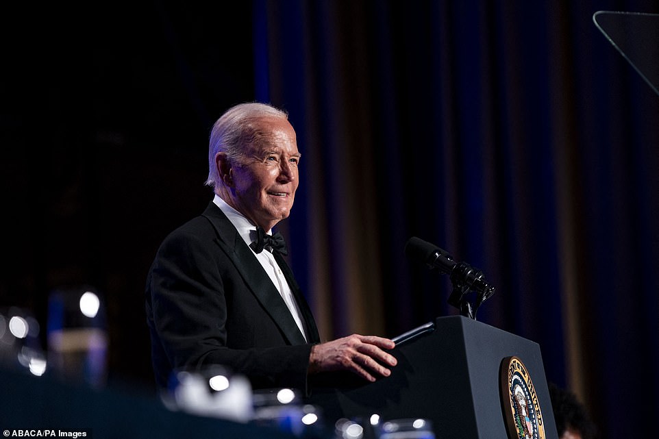 Biden took aim at Trump several times in his mostly joking remarks.  “The 2024 election is in full swing, and yes, age is an issue,” the 81-year-old Biden said.  