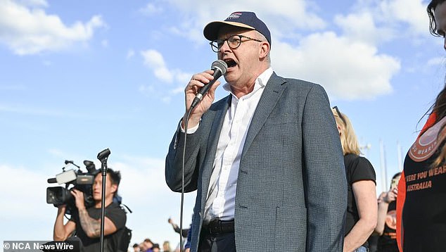 Anthony Albanese gave a fiery speech at a rally in Canberra on Sunday (pictured) saying Australia must change its culture and attitudes to end violence against women