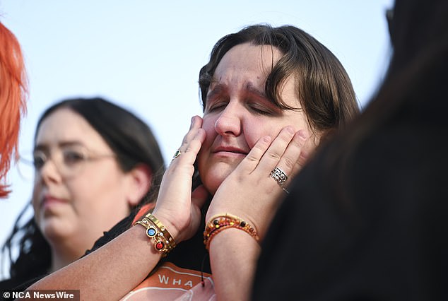 Ms Williams (pictured), an advocate against domestic and sexual violence, broke down in tears as the Prime Minister addressed the crowd