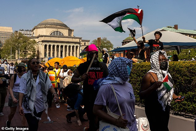 Pro-Palestinian protesters marched at 2 p.m. as the deadline to clear the camp came and went