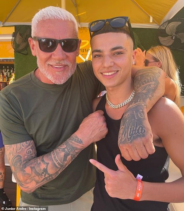 Junior has kept his love life private but has previously been pictured partying with bikini-clad girls in Ibiza (pictured with O Beach owner Wayne Lineker)