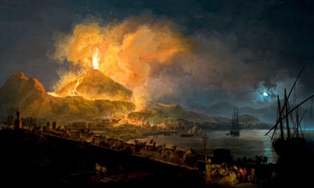 The scroll, known as the History of the Academy and written by Philodemus, a philosopher and poet who lived in the first century BC, has been unreadable since its discovery in 1750 thanks to the eruption of Mount Vesuvius (pictured) in 79 AD. , covering the scroll with yards of ash.