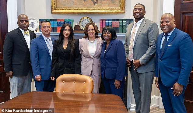 On April 25, Kardashian met with Vice President Kamala Harris and several former prisoners who had been pardoned by the Biden administration.  The reality star was praised for her efforts in the field of criminal justice