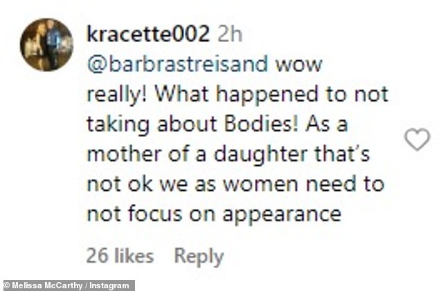 One user told Streisand: 'Women shouldn't focus on appearance'