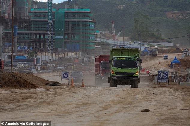 The new 256,142-hectare government city is estimated to have cost $35 billion and employs about 200,000 workers to build it at a site about 2,000 km from Jakarta.