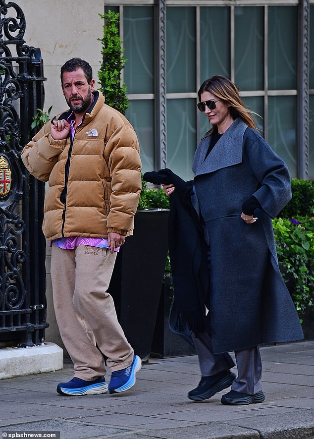 Adam Sandler and his wife Jackie were spotted taking a leisurely stroll in central London on Monday