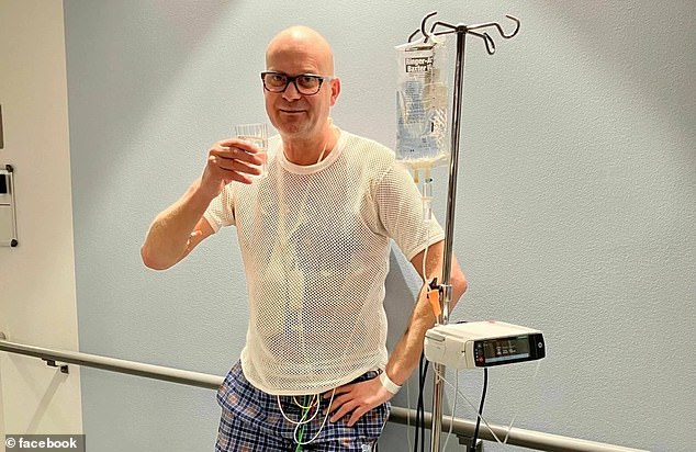 Joacim Osterstam (pictured in hospital after his ordeal), 56, almost lost his life last month - because he couldn't get enough of extra salty black licorice