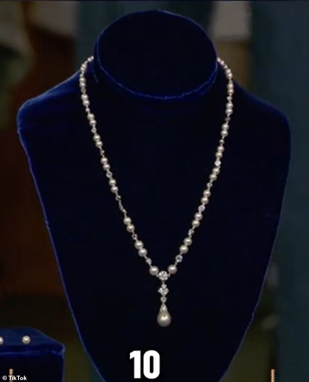 The unique necklace, which was inherited by the woman and her husband after his grandmother died at the age of 102, was presented to appraiser Gloria Lieberman during the show.