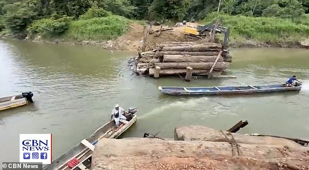 A huge bridge, reportedly big enough for a convoy of tanks to cross, is set to pop up in Panama at one of the most dangerous border crossings for migrants in the world.  Pictured: A video showing the early stages of the bridge's construction can be seen on footage from CBN