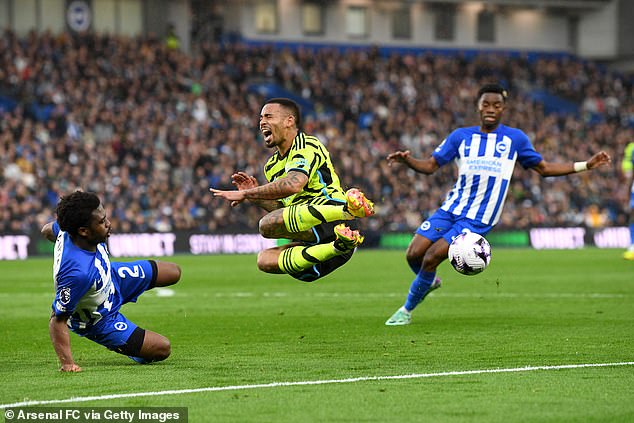 Arsenal were awarded a penalty after defender Tariq Lamptey fouled Gabriel Jesus in the penalty area