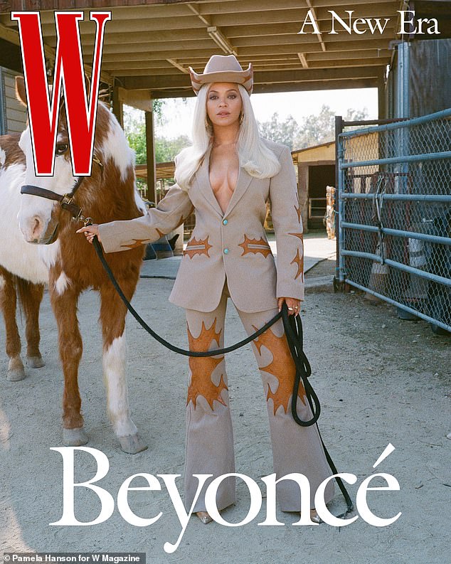 Beyonce was seen on Friday morning in beautiful new images for the digital edition of W magazine.  The Texas native wore a beige cowgirl hat on the cover that read 