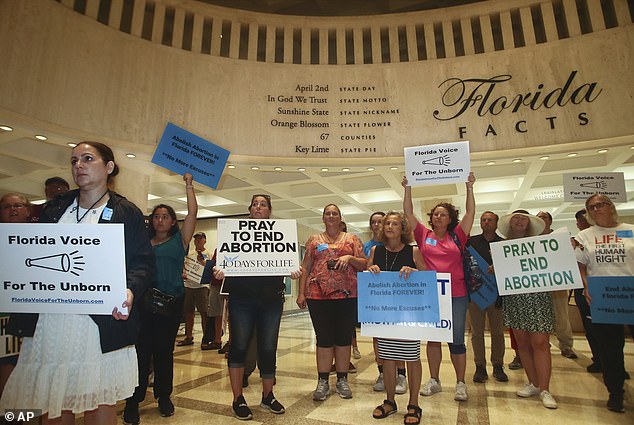 Anti-abortion protesters in Tallahassee, Florida in May 2022