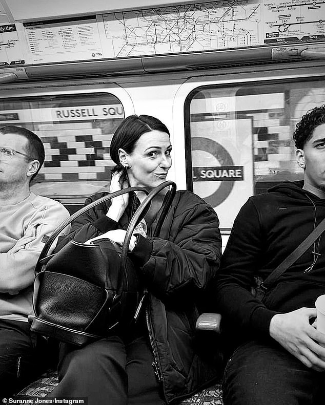 Suranne Jones took to her Instagram to share a photo of herself traveling on the subway, stunning her fans as the actress, 45, appeared to go completely unnoticed by her fellow passengers