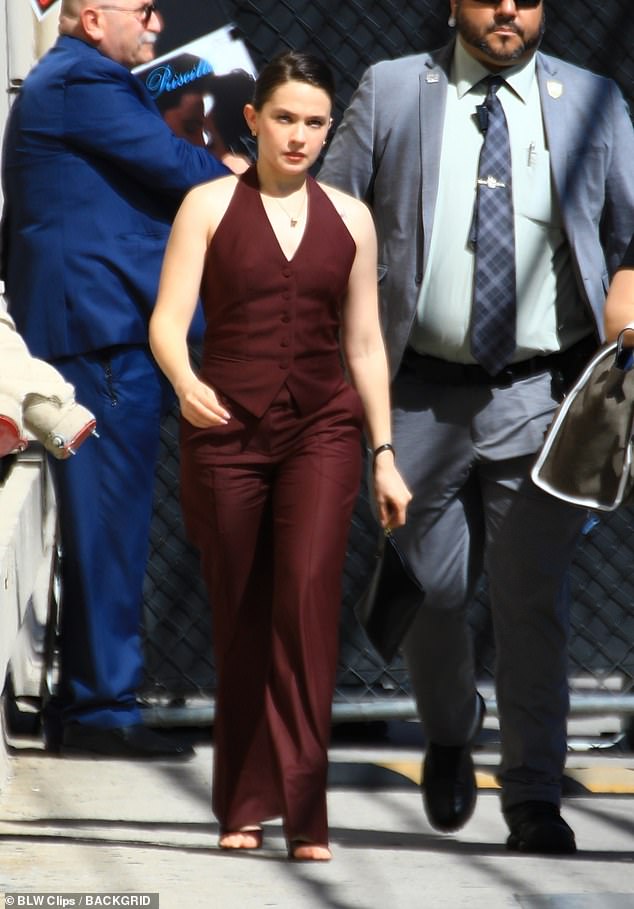 Cailee Spaeny wore quite a stylish outfit when she was spotted on ABC's Jimmy Kimmel Live on Wednesday