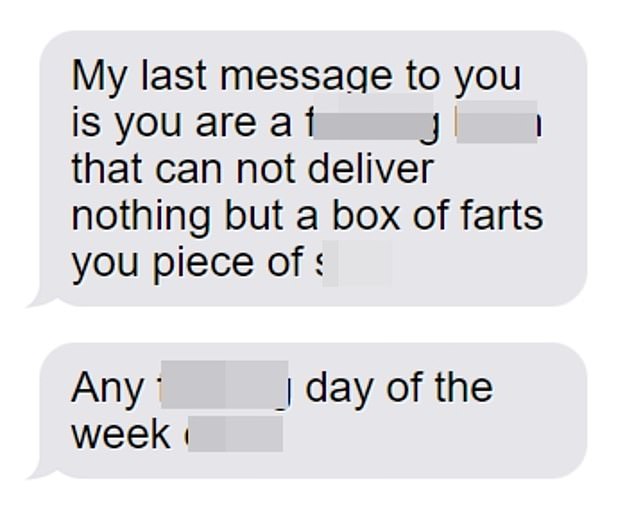 A former employee of New South Wales-based electrical and mechanical services company Vallec claims he received an abusive message (pictured) from his former boss after quitting