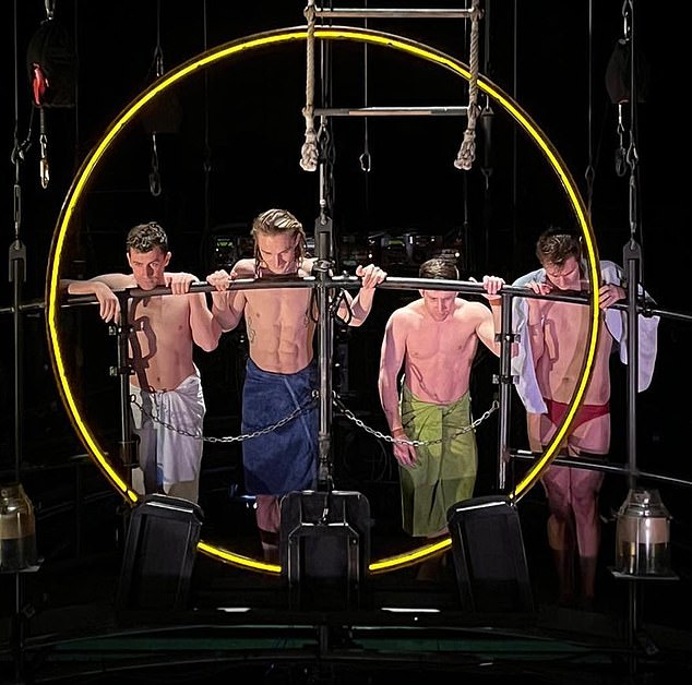 The show, which is held at the famous Bellagio Hotel and Casino, celebrated its 25th anniversary last year when 85 performers dived from 60 feet into a 1.5 million liter pool.  (photo Kyle, far left) with other divers in the 'O' Theater)