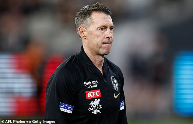 Collingwood coach Craig McRae (pictured after the loss to St Kilda) has revealed a series of texts from the Magpies playing group that show they remain united - as they look to get their season back on track