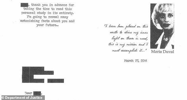 Using Maria Duval's name and image, along with that of another French psychic named Patrick Guerin, Runner and his co-conspirators sent letters promising recipients that her psychic guidance and talismans could help change their lives .