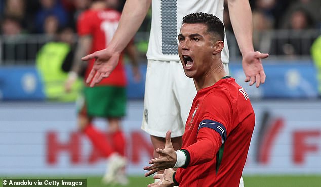 Ronaldo endured a frustrating evening on the pitch as his Portuguese side lost 2-0 in a friendly against Slovenia
