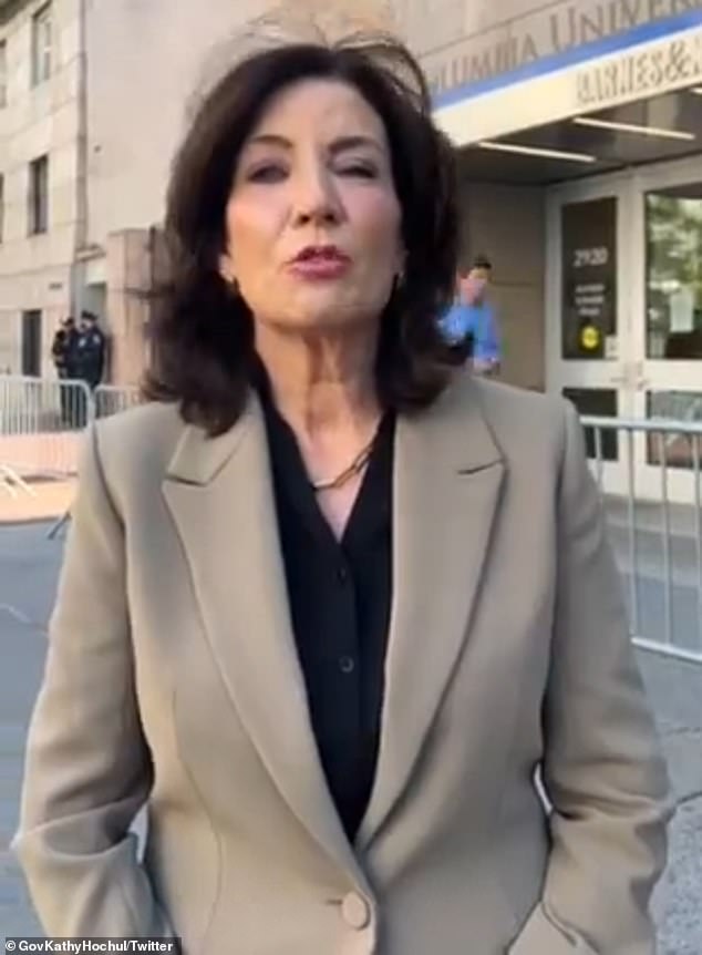 Meanwhile, New York's Democratic Governor Kathy Hochul issued a statement recorded on Columbia's campus