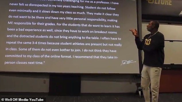 Deion Sanders was not happy when he read a long letter from a disgruntled professor