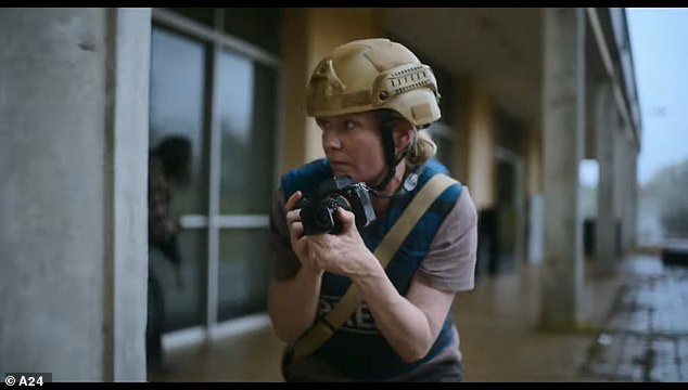 Kirsten Dunst, 41, stars as a journalist who travels through a divided country where a three-term president is battling separatist forces from California and Texas