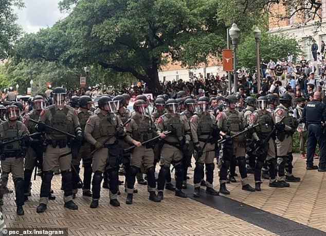 The demonstrators took to Instagram to ask for 'support' when riot police showed up on campus