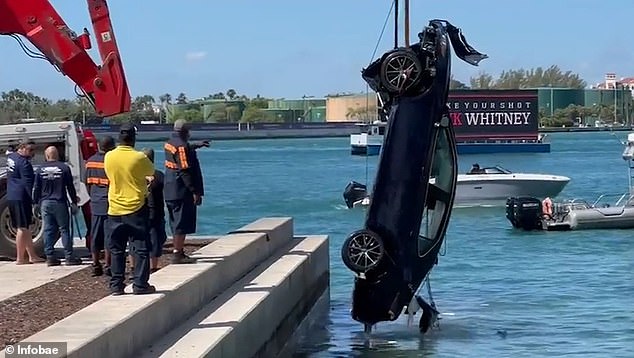 Dominguez drove his car at 'high speed' along the Miami Beach boardwalk before plunging into the Atlantic Ocean