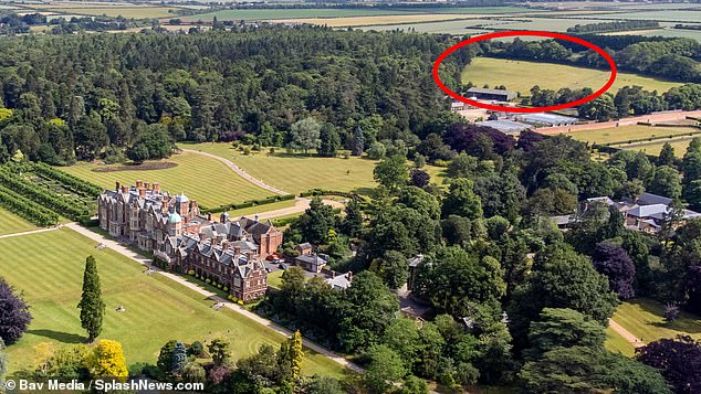 King Charles plans to build a huge solar farm on a field (circled) on his Royal Sandringham estate