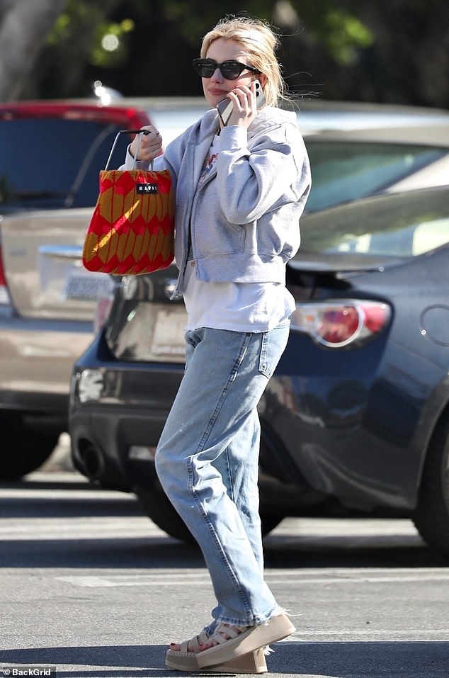 Emma Roberts, 33, stepped out in a casual look with a Dragon Ball Zt shirt while running errands at Gelson's in West Hollywood on Thursday