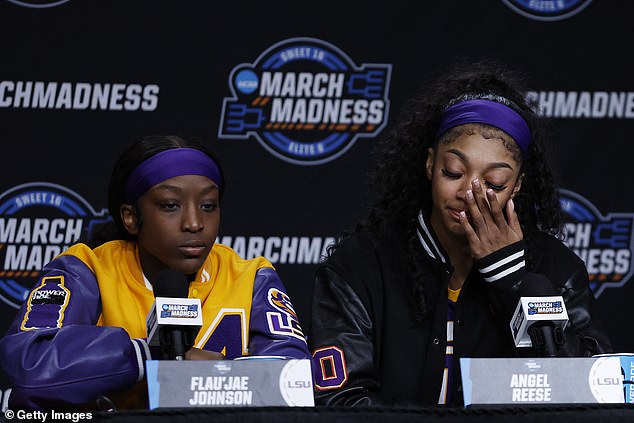 Angel Reese got emotional when teammate Flau'Jae Johnson defended her on Monday