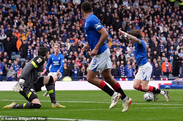 Fans have mocked Fabio Silva after he suffered a theatrical fall in the Scottish Cup semi-final