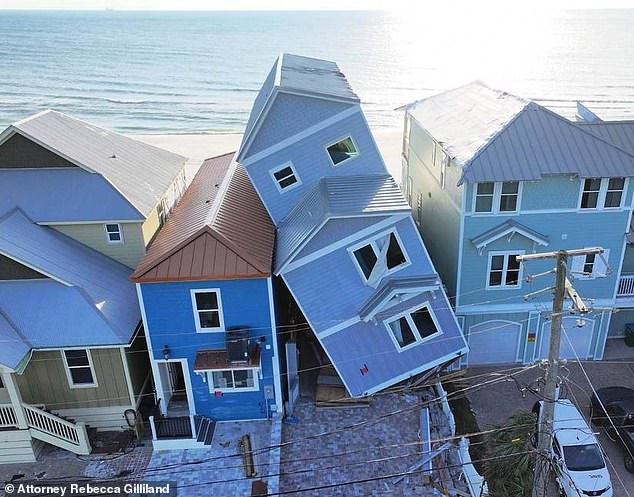 A million-dollar beachfront home collapsed onto neighboring properties during a January tornado, leaving the owners of two neighboring homes unable to live in them