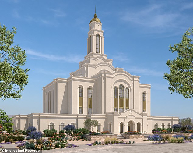 Residents of Lone Mountain, a small and sleepy community in Las Vegas, are up in arms over the Mormon Church's plans to build a massive temple in their neighborhood, pictured: A mock-up of the proposed temple