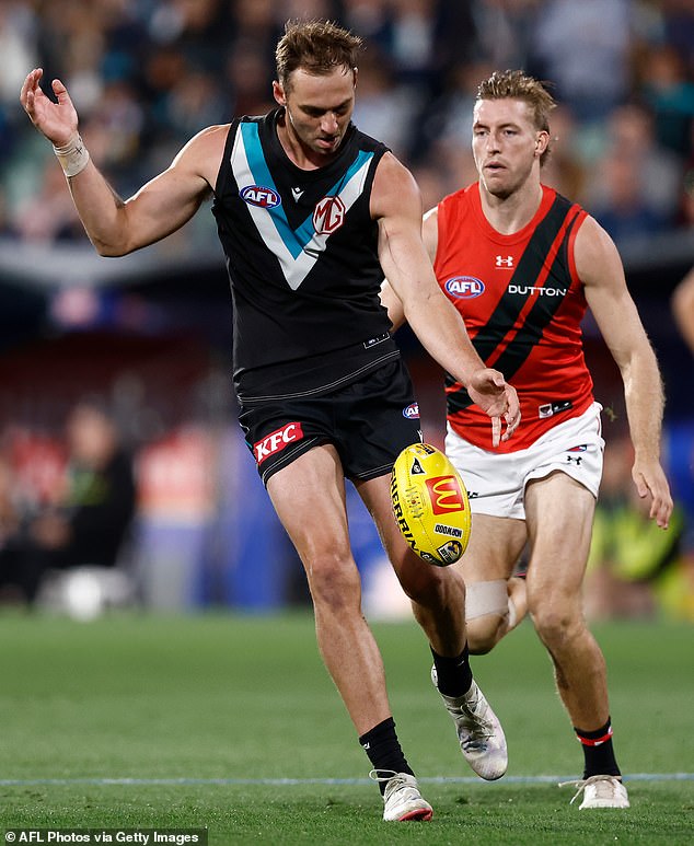 It comes as the AFL is expected to impose its punishment on the key forward (pictured) on Wednesday after he breached the code's inappropriate conduct rule.