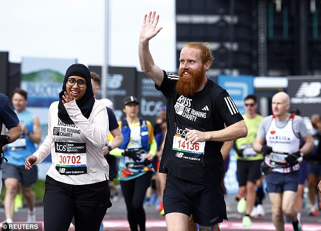 'Hardest Geezer' Russ Cook today joined a record 50,000 people taking part in the London Marathon