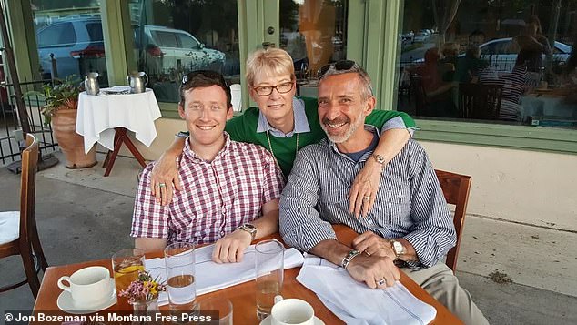 Donna Ventura, 64, pictured here between son Christopher left and husband Jon right, died just 13 days after eating raw morels on a specialty sushi roll at a restaurant in downtown Bozeman, Montana