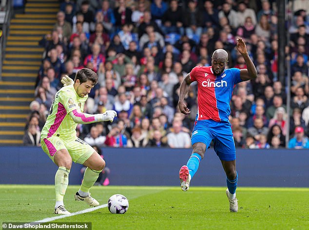 Man City goalkeeper Stefan Ortega dribbled past Palace striker Jean-Philippe Mateta