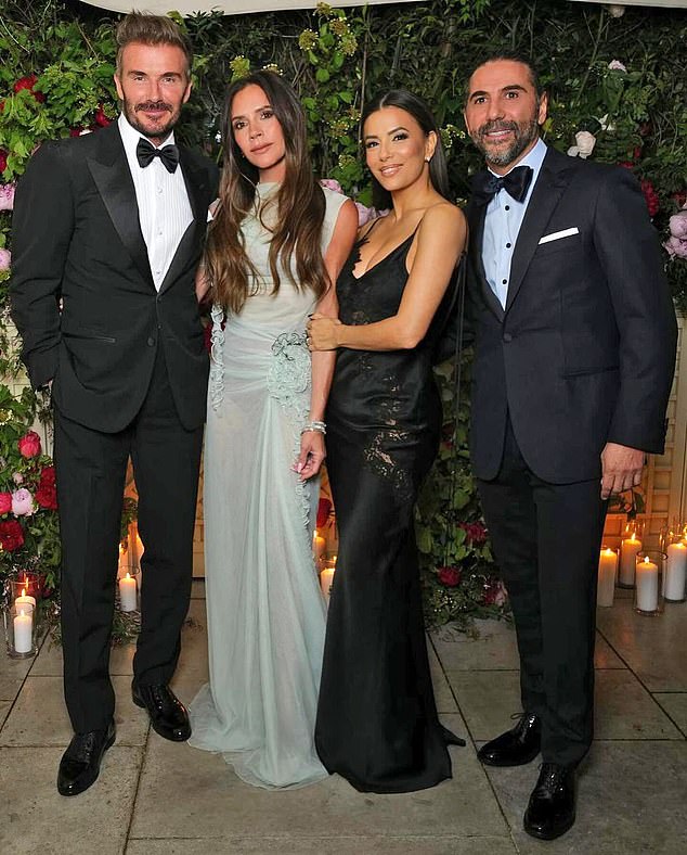 The couple was also pictured with their friends Eva Longoria and her husband José Bastón