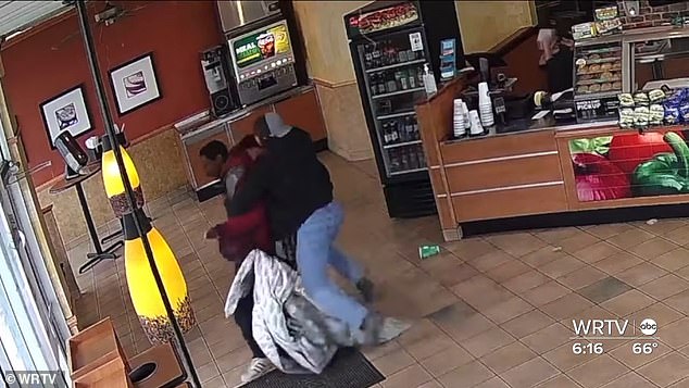 Gabriel Pitzulo, 23, intervened and tackled a brutal attacker who punched and spat on an Indiana Subway restaurant employee