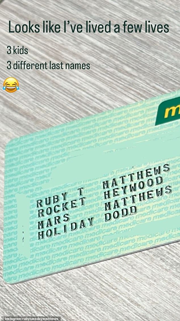 The Byron Bay beauty recently shared a photo of her Medicare Card which had the names of all her children on it