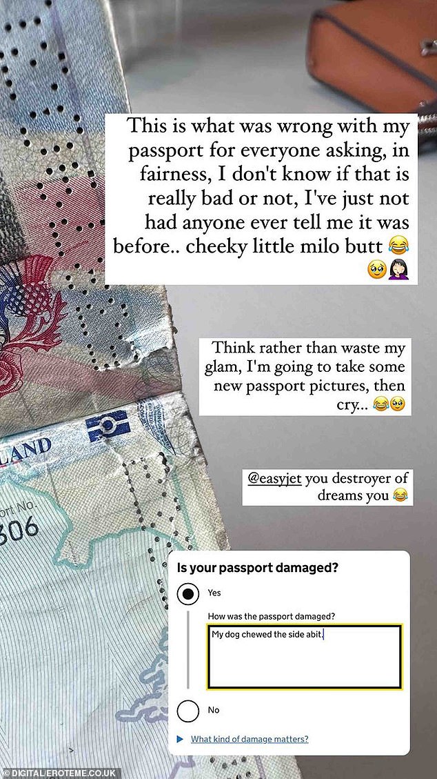 TV star Vicky Pattison took to social media after easyJet refused to let her fly because her passport was damaged