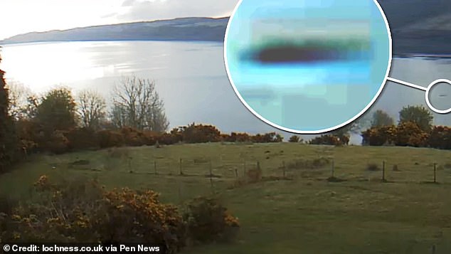 Monster hunter Eoin O'Faodhagain believes he has spotted the Loch Ness Monster via a webcam on the western shore of the loch (pictured)