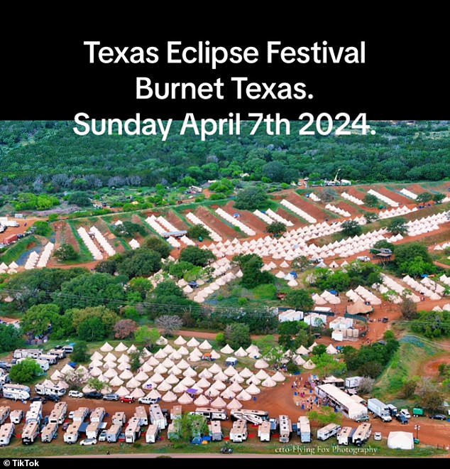 The Texas Eclipse Festival in Burnet draws thousands of visitors despite unpromising weather forecasts;  in the photo: drone footage of the Texas Eclipse Festival