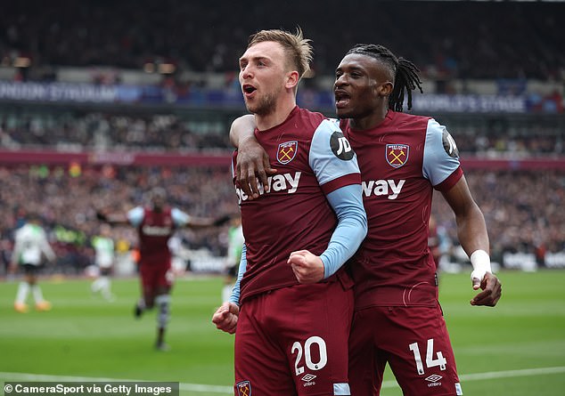 Jarrod Bowen scored his twentieth goal of the season in West Ham's 2-2 draw against Liverpool