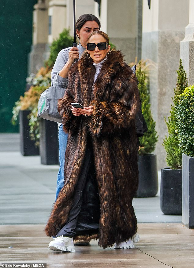 Jennifer Lopez was spotted leaving her $25 million penthouse in Manhattan on Tuesday morning after celebrating Easter in Brooklyn with husband Ben Affleck