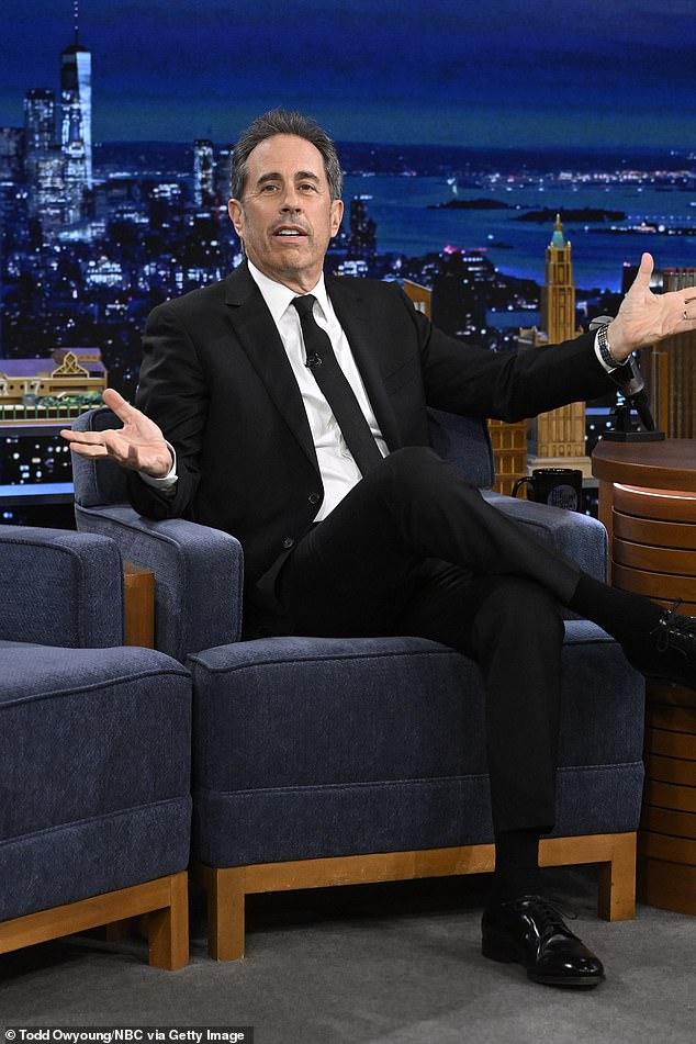 Jerry Seinfeld, 69, said he felt Hollywood has a diminished impact on society and culture with its current silver screen offering.  Pictured on The Tonight Show last month