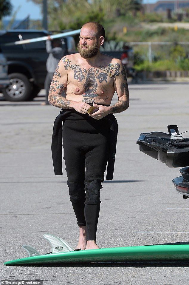 Jonah Hill, 40, took advantage of some free time to enjoy a surf session along the Los Angeles coast on Saturday