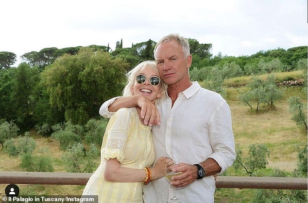 The Sun reports that the couple rented out singer Sting's posh estate, Il Palagiofor, for their stay, where they threw a string of raucous parties (couple pictured on estate)