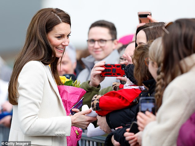 Kate meets the public during a walk after a visit to Aberavon, South Wales, in February 2023